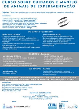 Cartaz do curso sobre cuidados e manejo de animais de experimentação